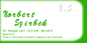 norbert szirbek business card